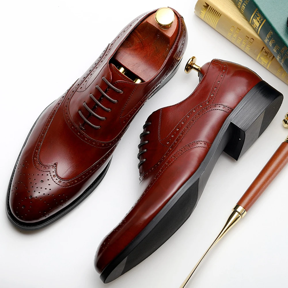 High quality Genuine cow leather men shoes NEW fashion Famous brand wedding party business | Обувь