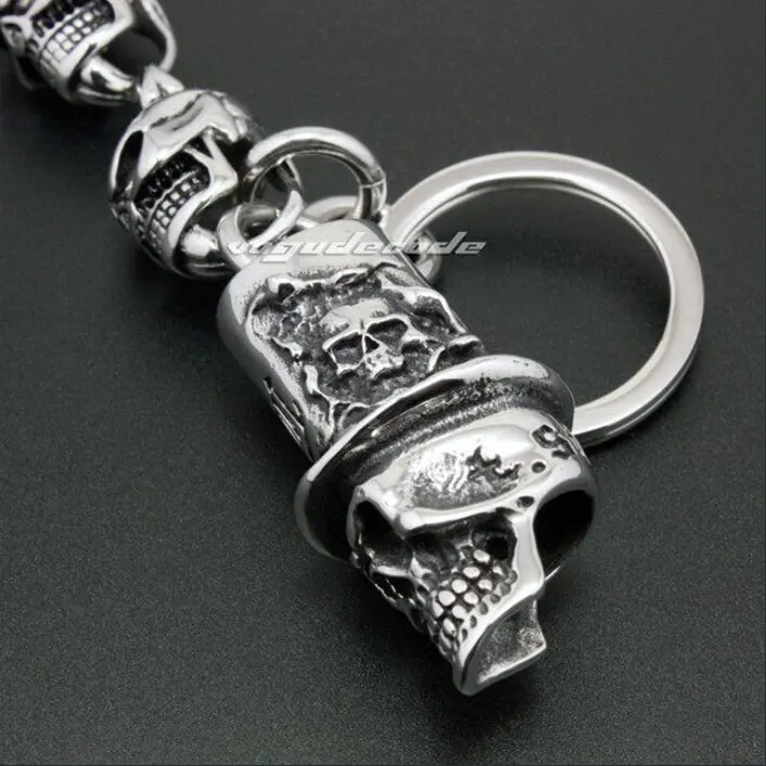 Rocker Fashion Skulls Key Buckle Solid 316L Stainless Steel Cool Men's Biker Magician Keychain Keyring 4R023KC | Украшения и