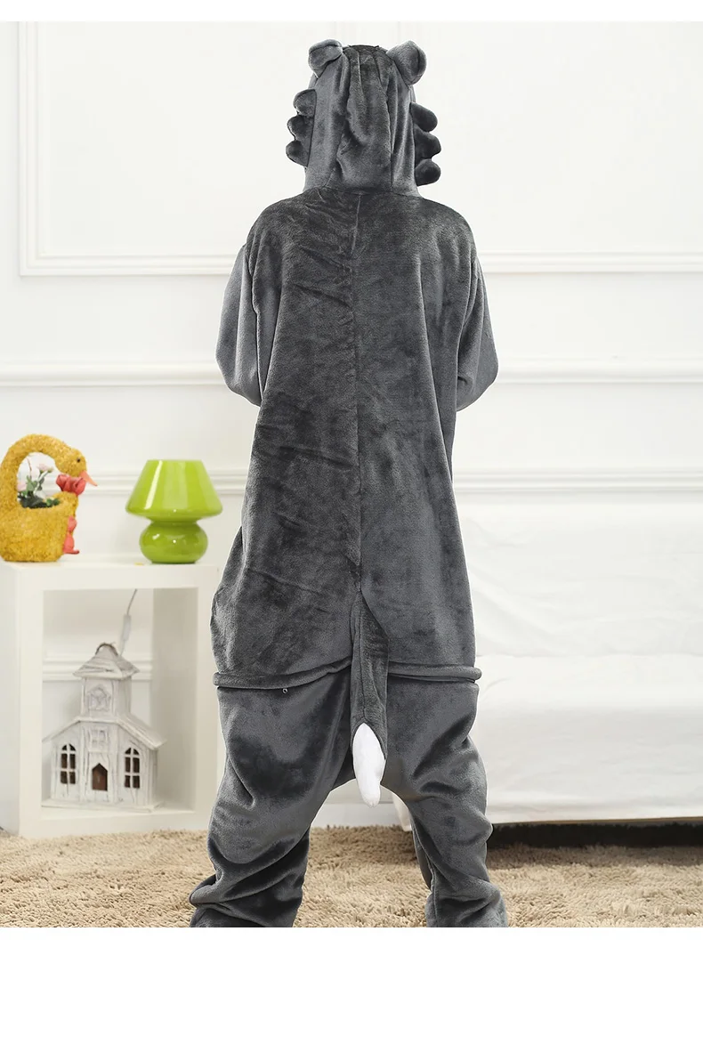 Новинка года животное взрослых серая Пижама Волк Высокое качество Footed onesies костюмы для косплея для женщин мужчин кигуруми