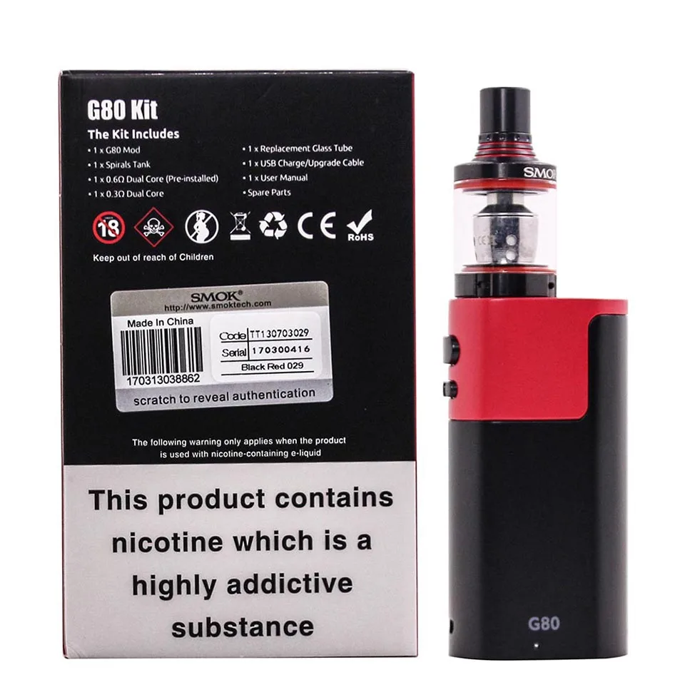 Оригинальный Vape SMOK G80 комплект 2 мл спирали бак 80 Вт TC VW коробка мод испаритель