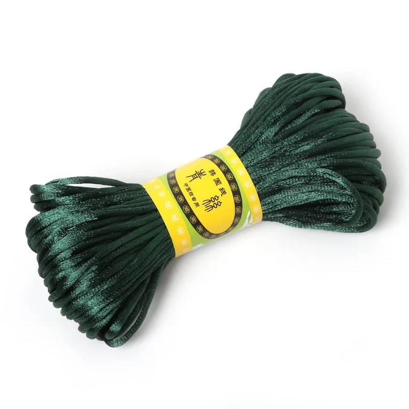 Dark Green 20 м микс 29 цветов корейский Плетеный макраме Шелковый Атласный нейлоновый шнур веревка DIY Ювелирный Браслет фурнитура бисерная нить 2,5 мм - Цвет: Dark Green