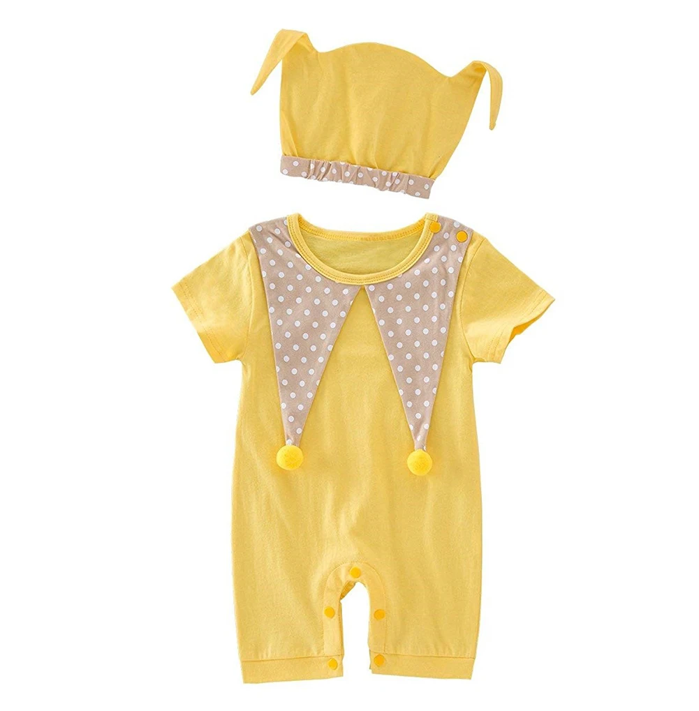 Newborn Romper Summer Toddler Onesies Cosplay Clothing Baby Kid Girl Boy Short Sleeve Clown Infant Jumpsuit With Cap Party |