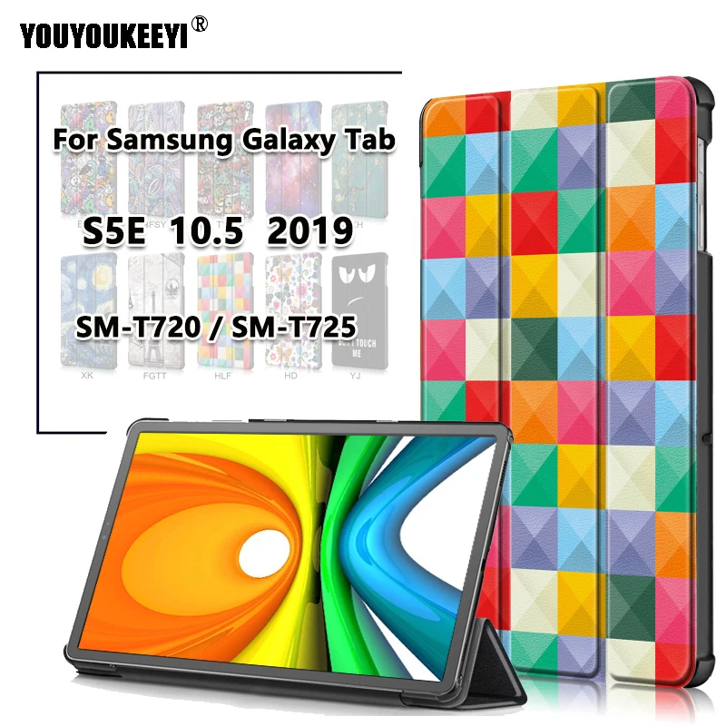Модный чехол с рисунком для Samsung Galaxy Tab S5E T720 T725 2019 Магнитный флип из искусственной