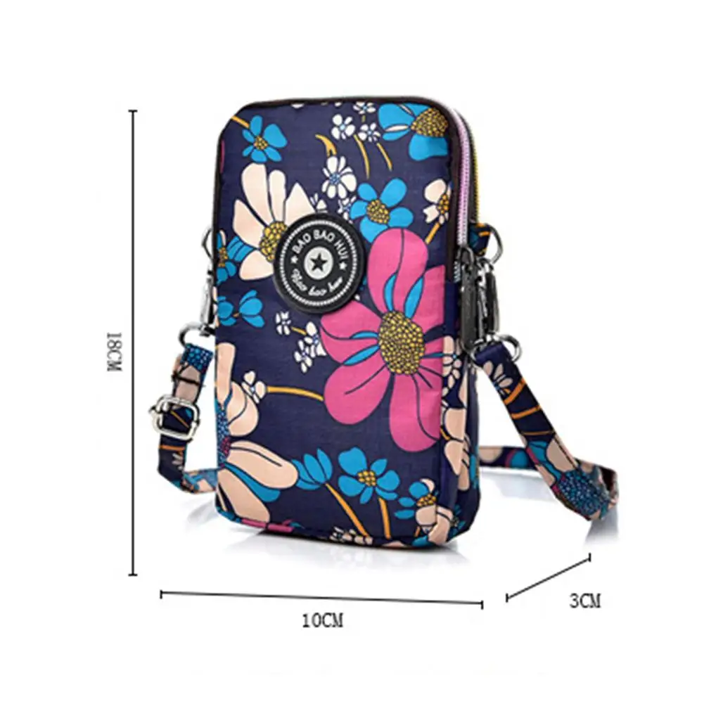 

Small Square Shoulder Hand Bag Fashion Print Women Mobile Phone Messenger Crossbody Bag Nylon Waterproof Sport Running Arm Bags