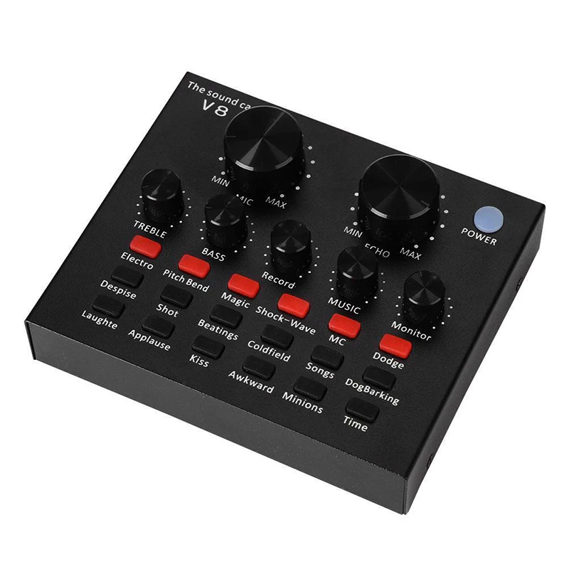 V8 звуковая карта аудио интерфейс внешний USB Live широковещательный микрофон Звуковая карта для компьютера PC мобильных телефонов Пение Запись