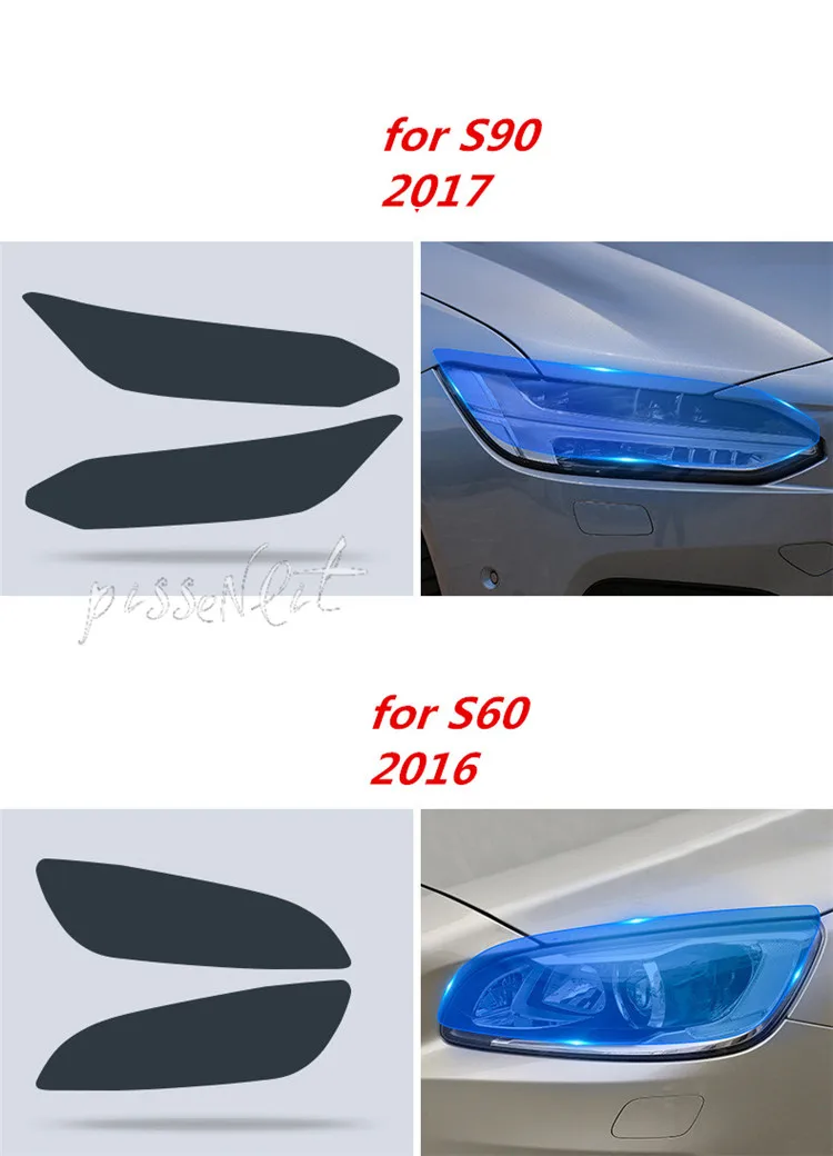 Для Volvo S60 XC90 XC60 V90 аксессуары головной светильник защитная пленка Цвет черный дымчатый матовый светильник головной светильник пленки углеродное волокно автомобильные наклейки
