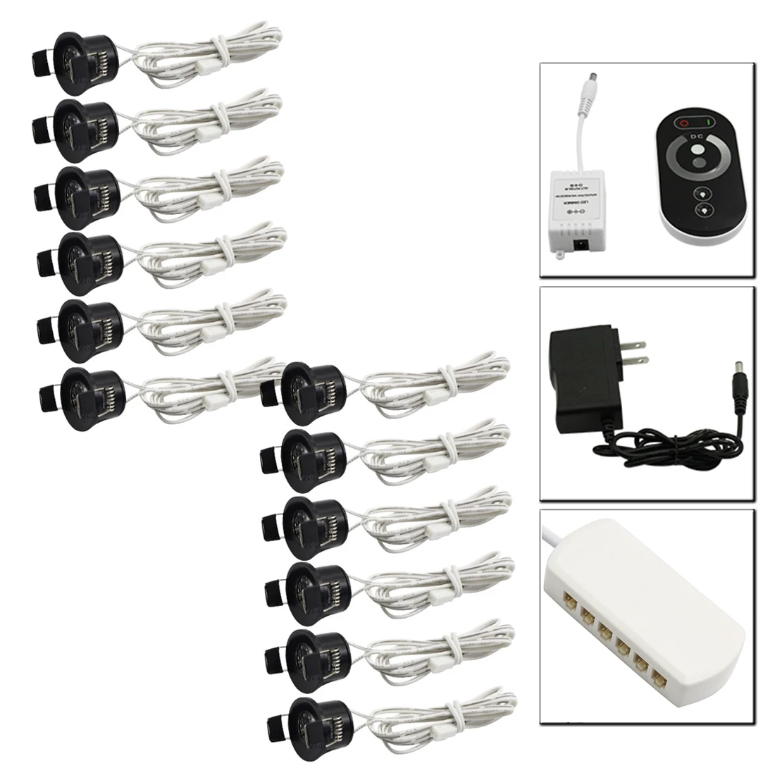 Dimmable 12 lamp Set ZMISHIBO 12В Мини светодиодный светильник для шкафа с регулируемой яркостью, набор ламп с дистанционным управлением, 1,5 Вт, 27 мм, потолочное утопленное пятно, светильники - Испускаемый цвет: Dimmable 12 lamp Set