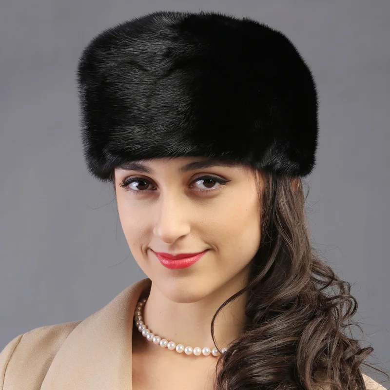 2018 осень-зима супер теплая зимняя женская шапка из натурального меха норки Рекс