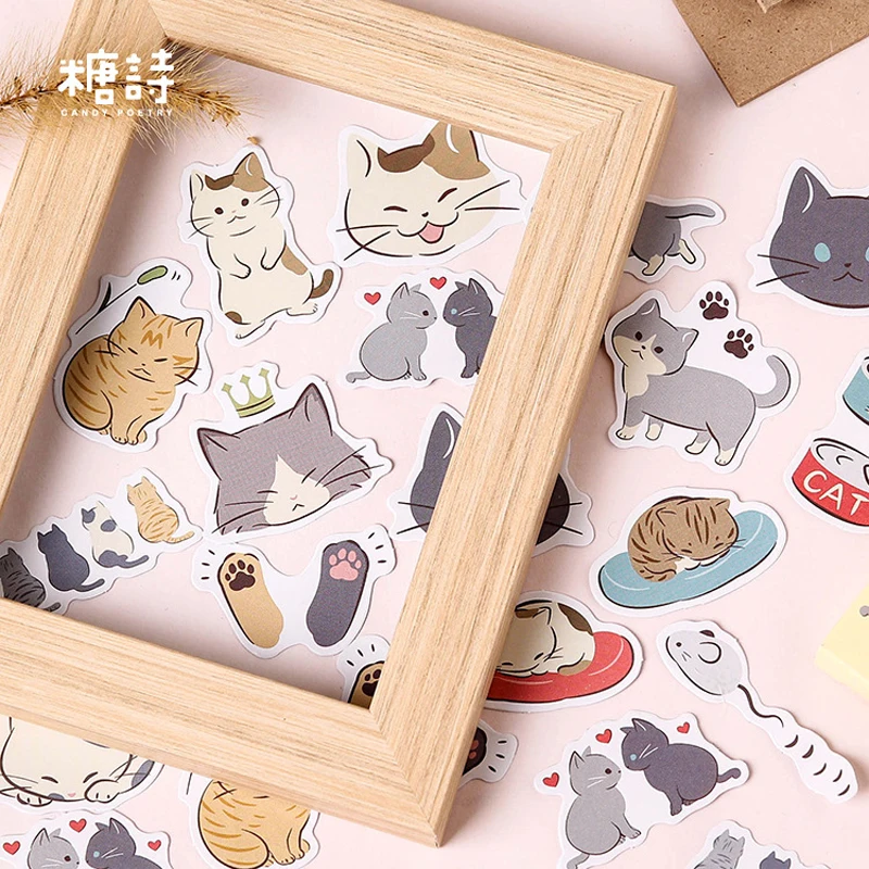

45pcs /Box Cats in Love Adhesive DIY Sticker Stick Label Notebook Album Diary Decor