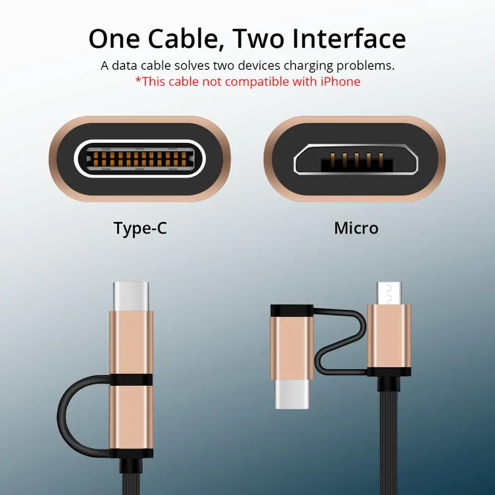 ANMONE 2 в 1 usb type C кабель для мобильного телефона Micro USB Выдвижной быстрой зарядки м