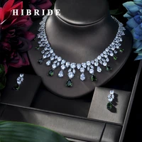 hibride 2018 new wedding costume accessories cubic zircon bridal earrings and rhinestone necklace jewelry sets for bride n 171