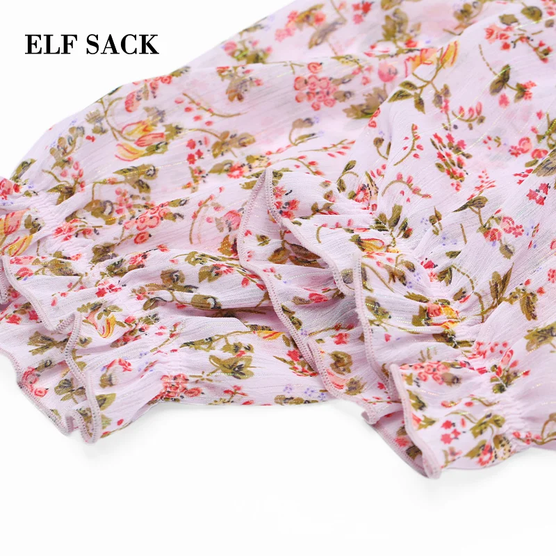 Женские платья с цветочным орнаментом ELF SACK, Розовые милые платья с открытыми плечами, пляжные платья в уличном стиле, праздничное платье с завязкой на поясе, для ношения летом