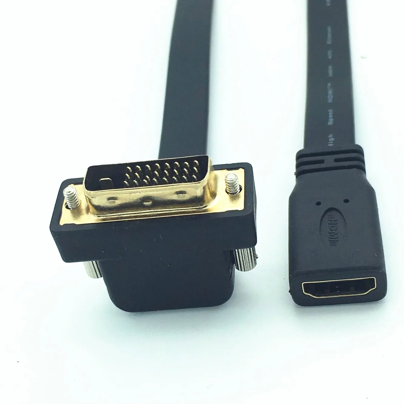 Плоский тонкий высокоскоростной кабель HDMI мама-DVI 24 + 1 штекер 90 углов 0 3 м |