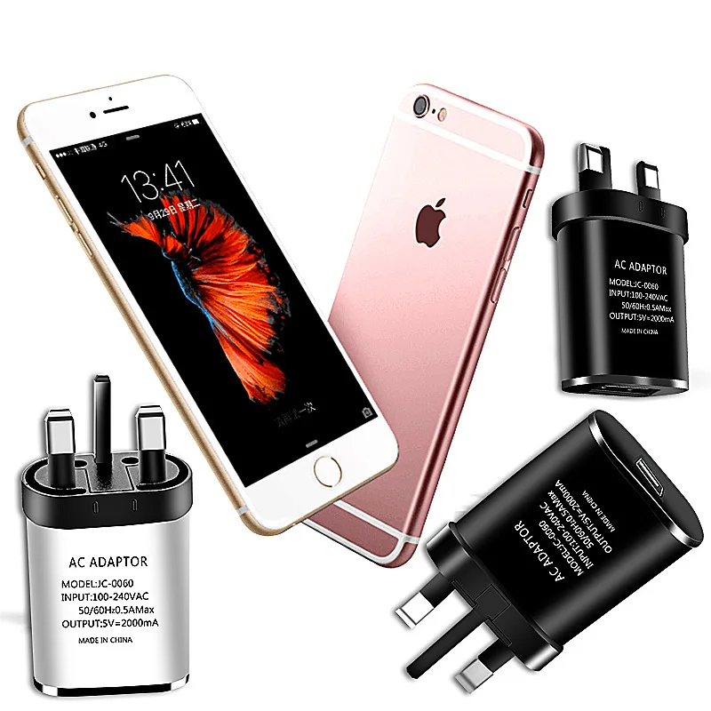 Универсальное зарядное устройство USB 5 В/2 а для iPhone X 8 7 6 US/UK/EU штепсельная Вилка