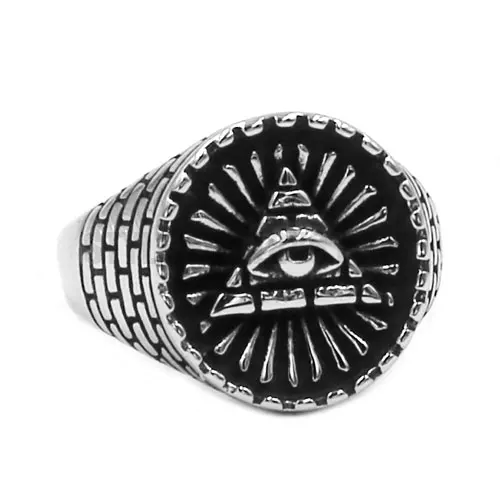 Кольцо из нержавеющей стали Illuminati пирамида ювелирные изделия классика