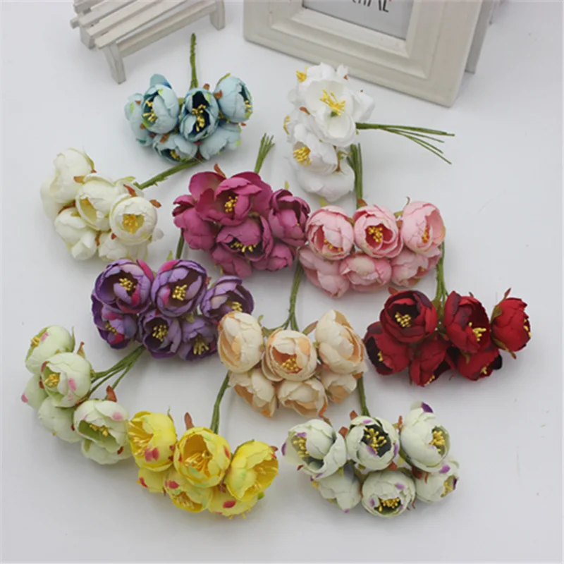 6 шт. Искусственные Цветочные букеты из искусственных материалов головной убор