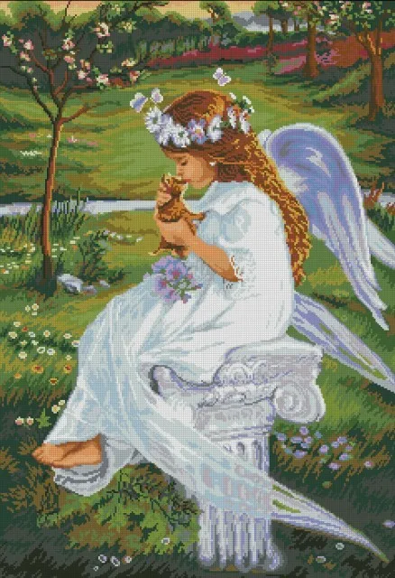 

FREE delivery Top Quality lovely counted cross stitch kit angel kiss cat kitty, angel and cat kitty, angel love