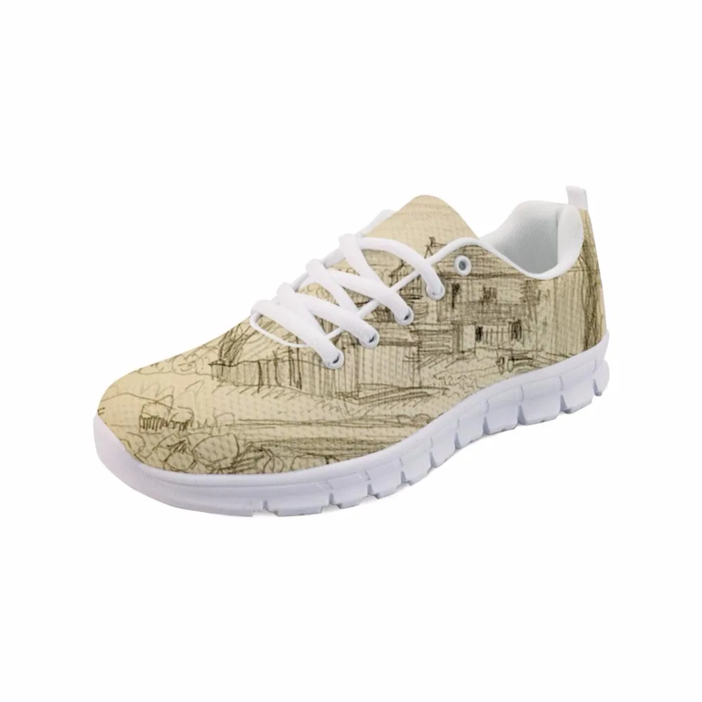 Женские кроссовки на плоской подошве повседневные дышащие с рисунком белой