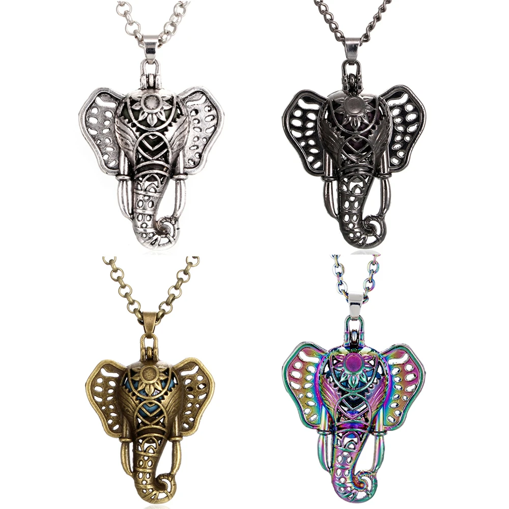 Винтажное бронзовое ароматическое ожерелье Lucky Elephant Lava Rock диффузор эфирных масел