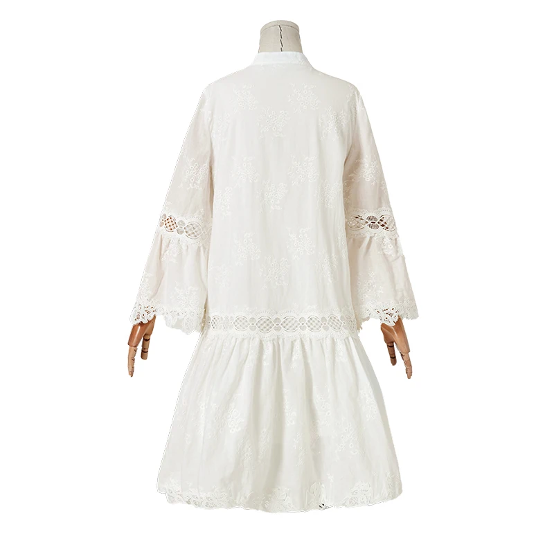 Женское кружевное Хлопковое платье ARTKA белое принцессы с длинным рукавом и