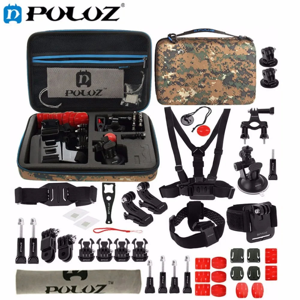 

PULUZ For Go Pro Accessories 45 in 1 Ultimate Combo Kit W/ Camouflage EVA Case stocker for GoPro HERO5 HERO4 Session HERO 5 4 3+