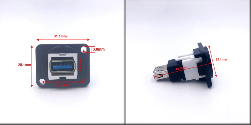 Разъем USB 3,0 металлическая панель мама-мама Монтажная USB розетка черный серебристый