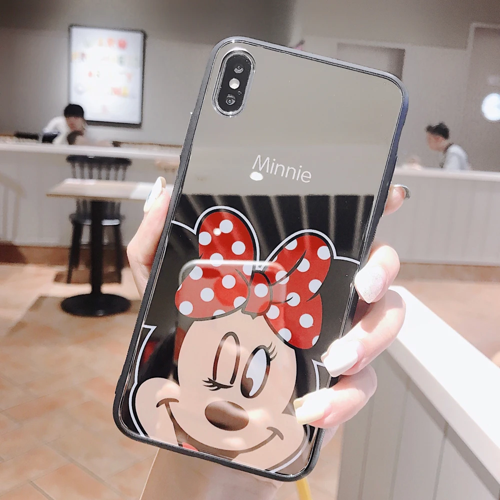 Minnie Чехол для телефона для iPhone 6S 6 Plus зеркальный рисунок Микки и Минни задняя крышка чехол для iPhone XR X XS Max 6 7 8 Plus чехол Coque Fundas - Цвет: Minnie