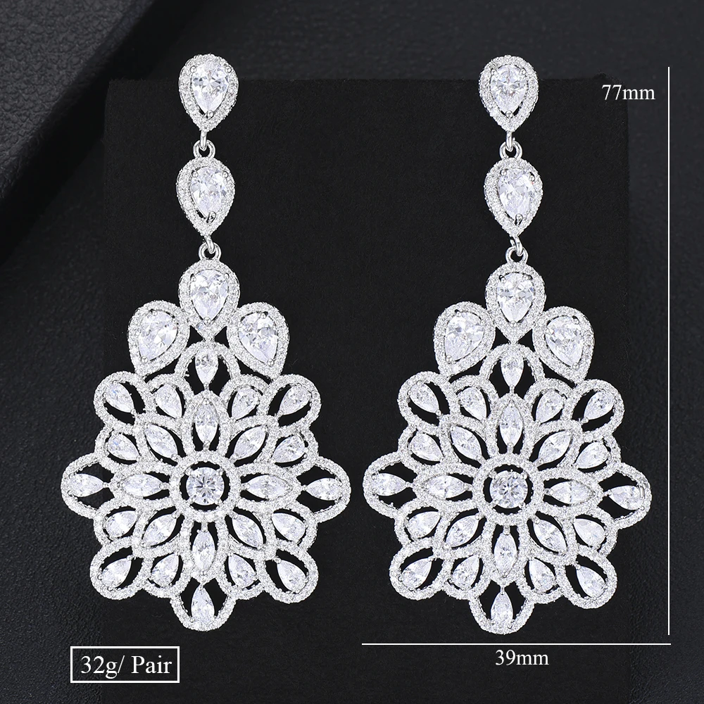 

GODKI 72MM Luxury Gourd Full Micro Cubic Zirconia Pave Women Bridal Engagement Earring Jewelry Addiction