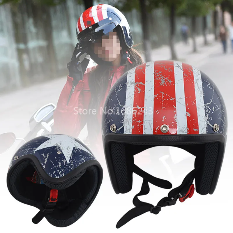 Moto rcycle шлем Vespa Винтаж подходит для harley зима половина шлем с внутренним козырек jet Ретро мотоциклетный шлем коврики