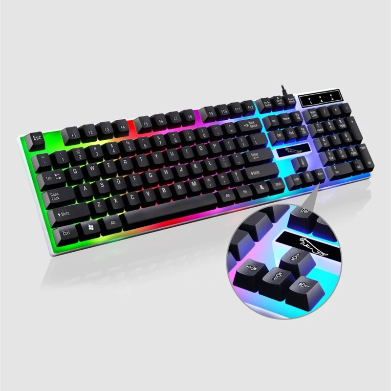 Радужный светодиодный Pro игровая клавиатура мышь комплект USB Проводная клавиатура и мышь 1600 dpi мыши для компьютера ноутбука ПК геймера