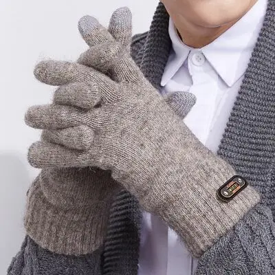 light khaki SUOGRY теплые зимние точечные перчатки для смартфона используют ветрозащитные перчатки на полный палец с наружным стилем варежки перчатки для мужчин и женщин - Цвет: light khaki