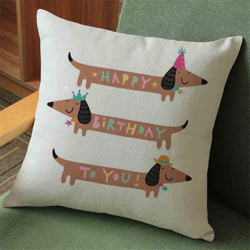 

Dog Animals cushion cover Dachshund pet children Decoration for SofaThrow Pillow Car Chair Home Decor Pillow Case almofadas gift