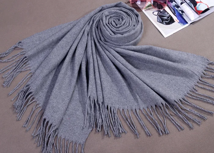 Бесплатная доставка черная зимняя женская кашемировая шаль шарф Толстая теплая