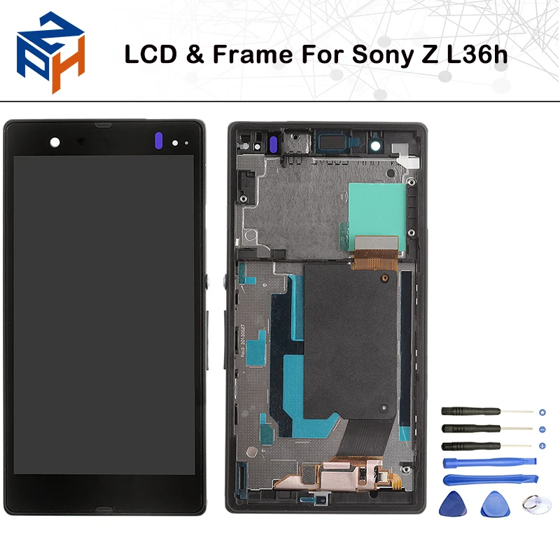 Для SONY Xperia Z Дисплей L36H ЖК дисплей Сенсорный экран планшета Ассамблея Рамка для L36i