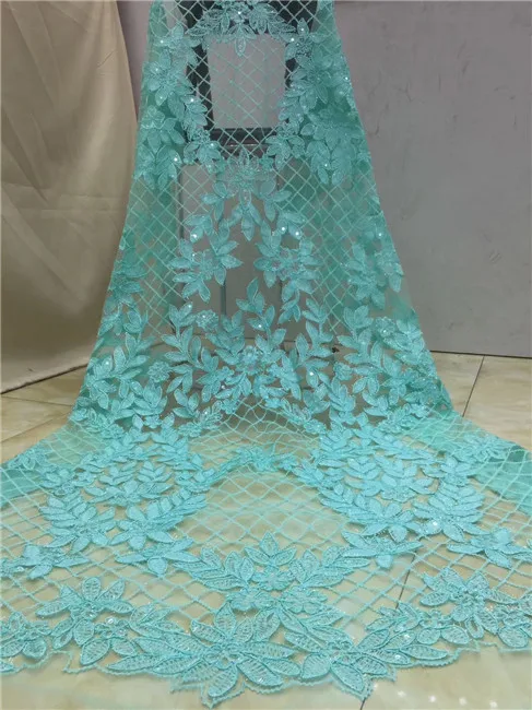 

2019 Fashion African Lace Fabric Shiny Sequins Materials French lace Nigerian Tulle Lace Fabric For Wedding Party Dress X4