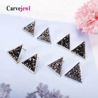 carvejewl triangle stud earring korea design hematite rhodium resin stones simple geometric earrings for women jewelry wholesale