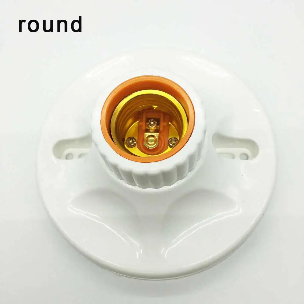 round-e27 socket E27 светодиодный светильник держатель лампы, круглая, квадратная, штуцер для подключения к розетке E27 Base-retardant PBT подвесной светильник гнездо для дома 6A 110 V-220 V - Цвет: round-e27 socket