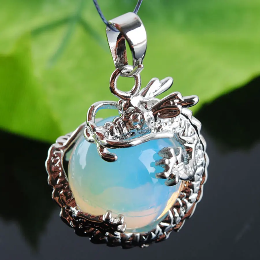Природный Опалит драгоценные камни бусины Круглые Dragon Reiki Chakra посеребренный