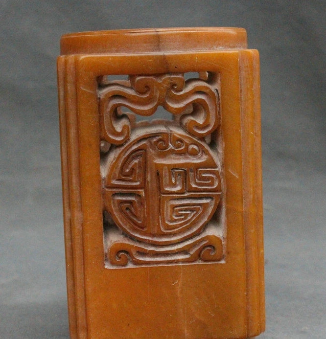 5&quot Marked Chinese Shoushan Stone Palace Dynasty Brush Pot Pencil Vase Container | Дом и сад