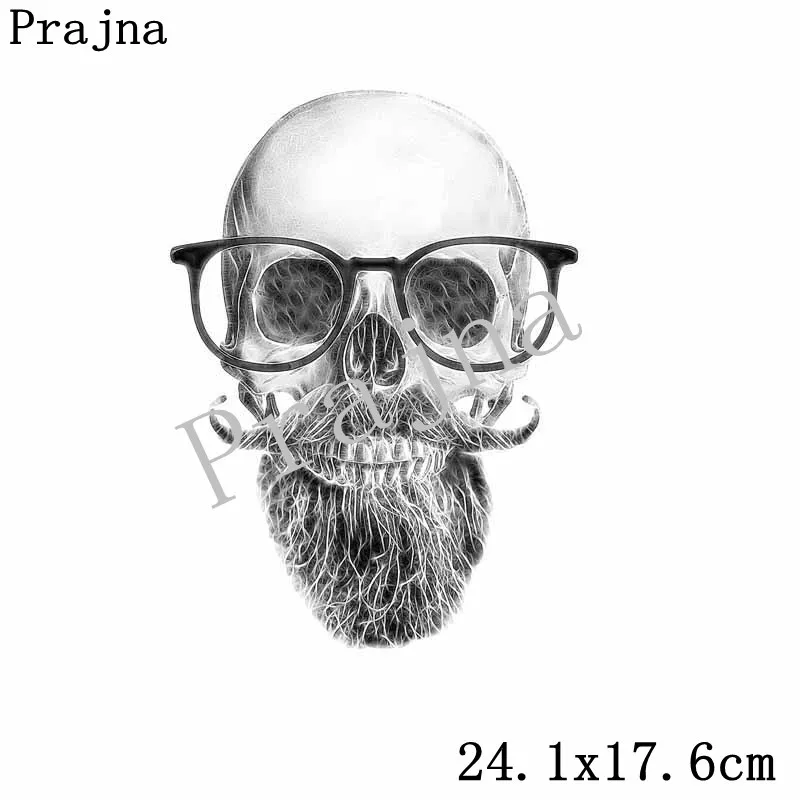 Prajna, Череп, железная передача, панк, теплопередача, ПВХ, пластырь для одежды, Летний стиль, термопередача, горячие виниловые железные наклейки - Цвет: Флуоресцентный зеленый