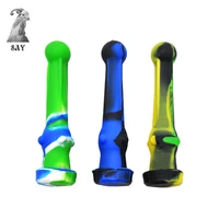sy 1pc portable smoking pipe with cap silicone colorful herb cigarette filter holder hookah tobacco pipes random color