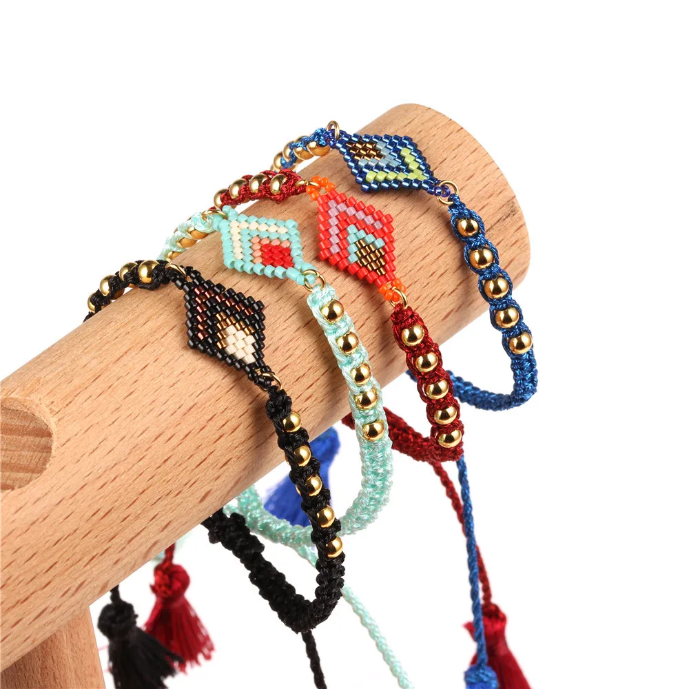 Новые Богемские рисовый бисер ручной выдвижной браслет для женщин|Браслеты с