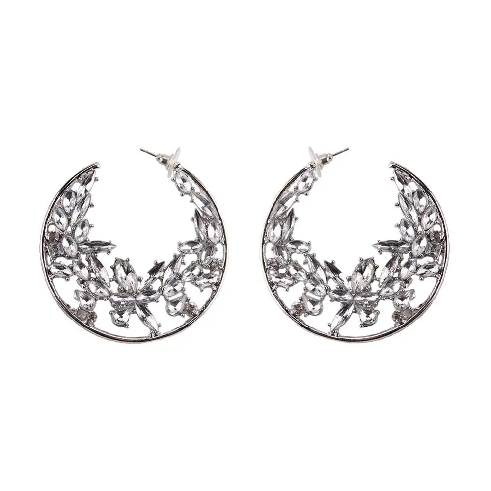 Лучшее для леди Boho Модные стекло цветок серьги гвоздики для женщин круглый кулон яркие серьги украшения свадебные подарки - Окраска металла: Silver Color 2