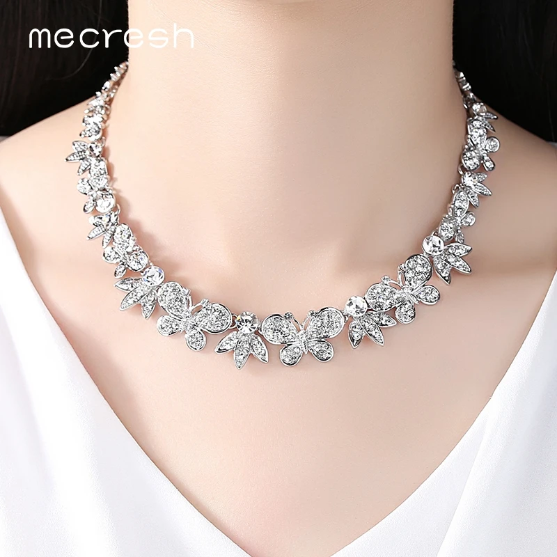 Mecresh Романтический свадебных туфель с бабочкой и Комплекты украшений для женщин