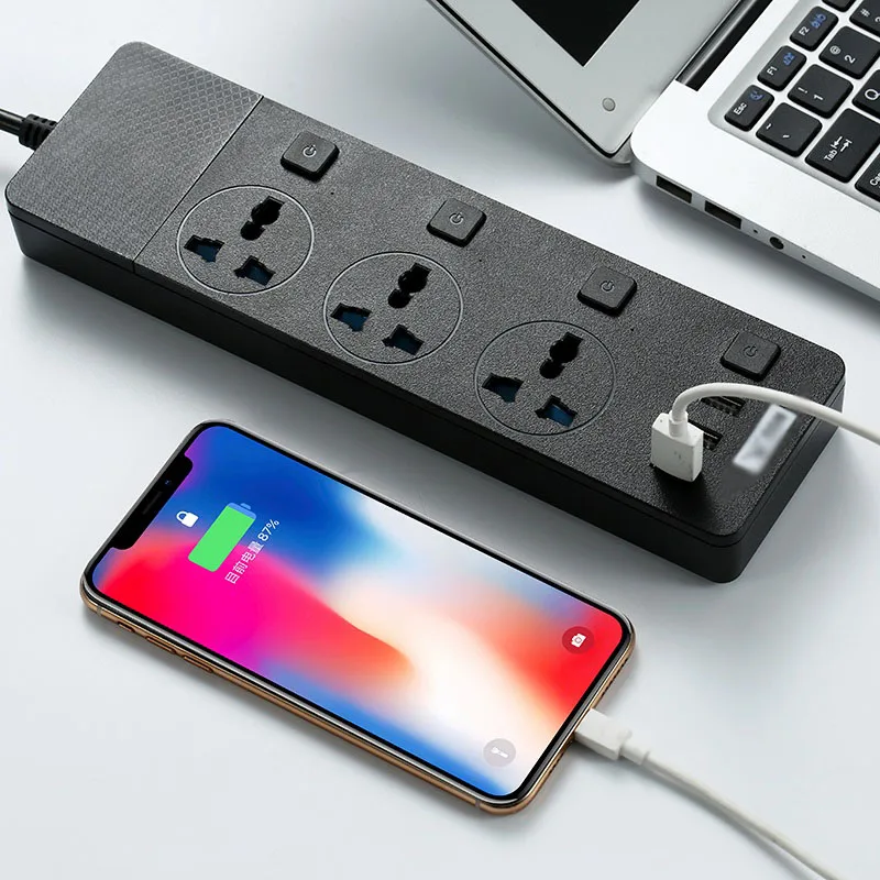 Удлинитель настенный с 3 розетками и 4 портами розетка USB разъемами удлинитель для