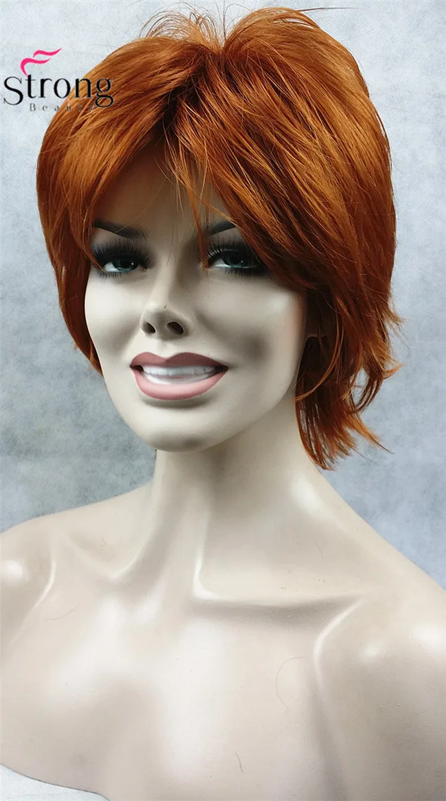 StrongBeauty короткий светло-коричневый подчеркивает Feathery Shaggy полный синтетический парик выбор цвета