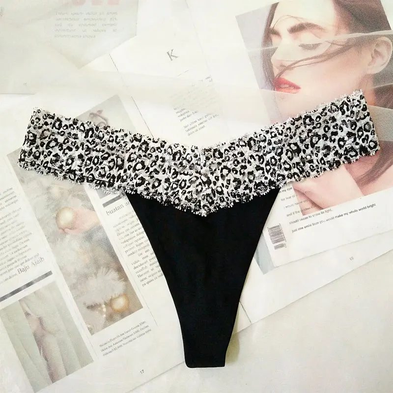 Женские леопардовые трусы нижнее белье с низкой посадкой стринги Т образной