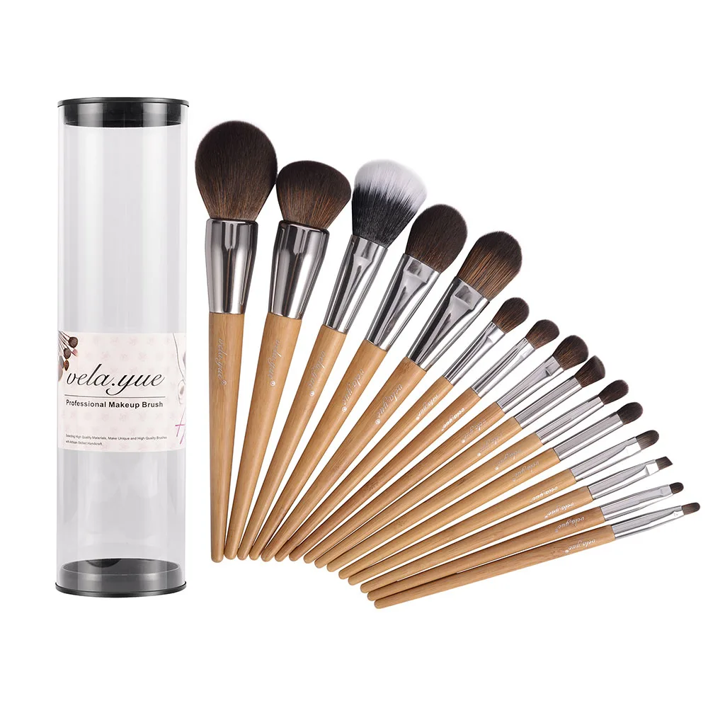 15pcs Set Vela. Юэ Pro набор кистей для макияжа 15 шт. Путешествия лица щек глаза губы Красота ящик для инструментов с Чехол не тестировано на Технология коллекции - Handle Color: 15pcs Set