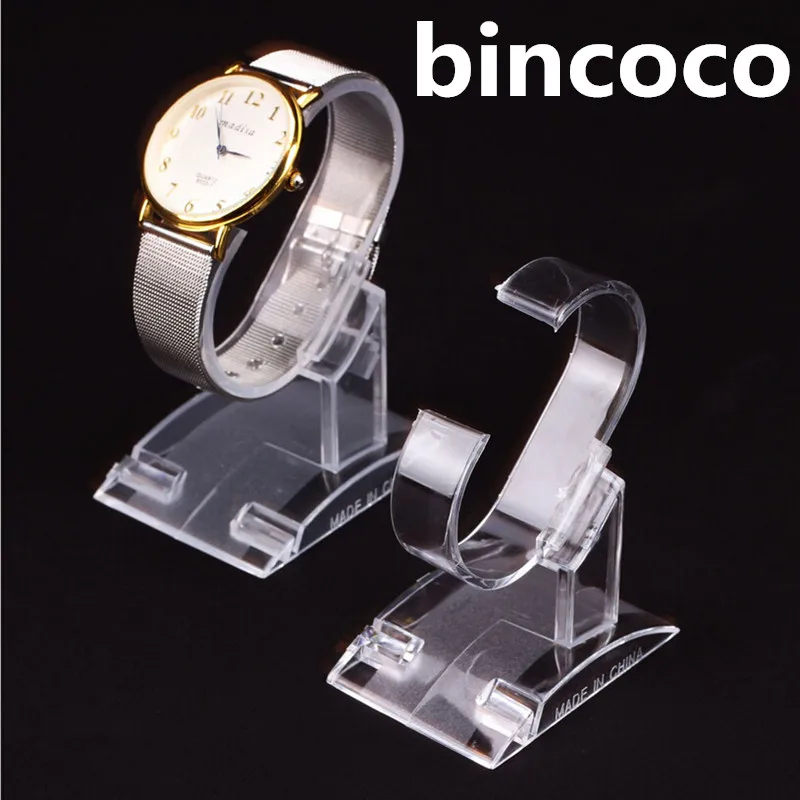 Bincoco прозрачная пластиковая смотреть Дисплей Рамки полка для часы сиденье Jewelry