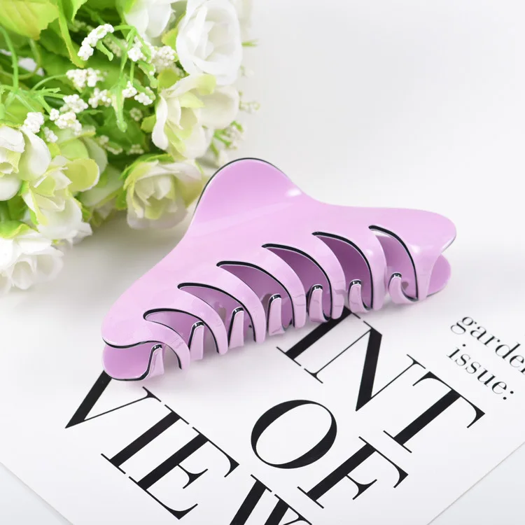 10cm purple hairclaw Новинка 3 дюймов большой зажим для волос для женщин Акриловые зажимы для волос шпильки заколка розовый Краб для волос - Цвет: 10cm purple hairclaw